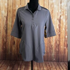 Carhartt Force Women’s Cross-Flex Scrub Shirt Gray Polo Modern Fit Size Small